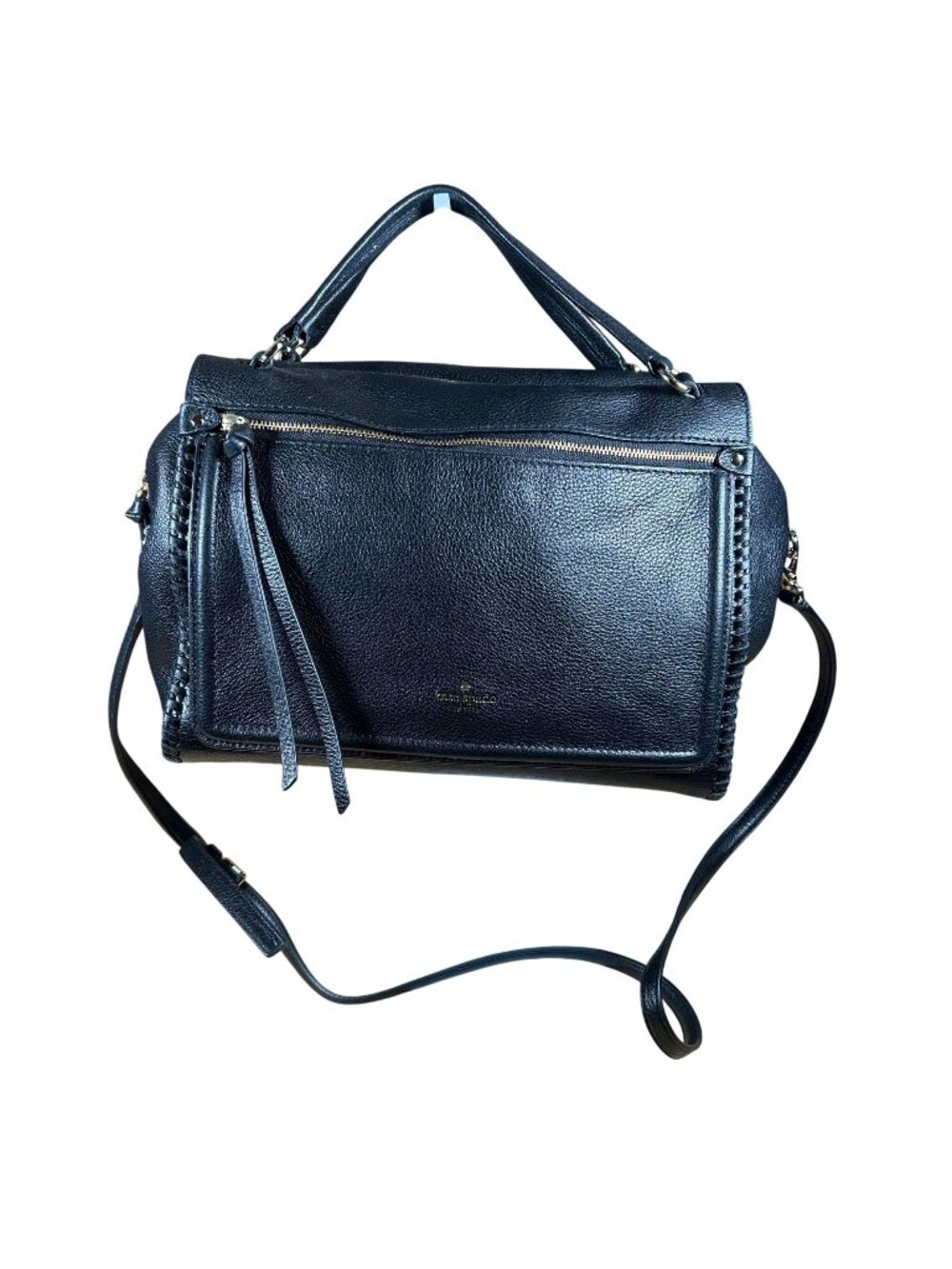 Kate Spade New York Large Black Leather Top Handle Crossbody Bag in EUC!